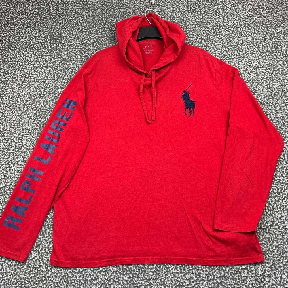 Polo Ralph Lauren Hoodie Men Extra Large Red Long Sleeve Cotton XL